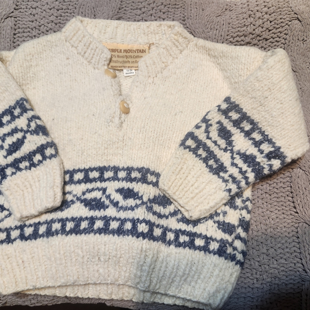 Kids' Cream and Blue Sweater
